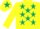 Silk - YELLOW, dark green stars, dark green star on cap