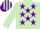 Silk - LIGHT GREEN, purple stars, light green sleeves, striped cap