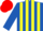 Silk - Royal blue and yellow stripes, red cap