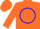 Silk - Orange, blue circle 'KE' on back, blue