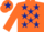 Silk - Orange, Dark Blue stars, Orange cap, Dark Blue star