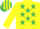 Silk - YELLOW, emerald green stars, yellow sleeves, striped cap