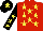 Silk - Red, Yellow stars, Black sleeves, Yellow stars, Black cap, Yellow star