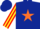 Silk - DARK BLUE, orange star, red & yellow striped sleeves, dark blue cap