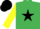 Silk - Emerald Green, Black star, Yellow sleeves, Black cap