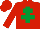 Silk - RED, emerald green Cross of Lorraine, red cap