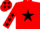 Silk - RED, black star & stars on sleeves, red cap, black stars