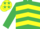 Silk - EMERALD GREEN & YELLOW CHEVRONS, yellow cap, emerald green stars