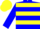 Silk - Blue, two yellow hoops, yellow cap