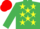 Silk - Emerald Green, Yellow stars, Red cap