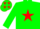 Silk - Green, Red star and stars on cap