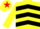 Silk - YELLOW & BLACK CHEVRONS, yellow sleeves, yellow cap, red star