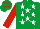 Silk - EMERALD GREEN, white stars, red sleeves, emerald green cap, red stars